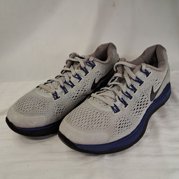 NIKE Gray & Blue Lunarglide 4 Sneakers Youth (big kid) Size 5 - Picture 2 of 9
